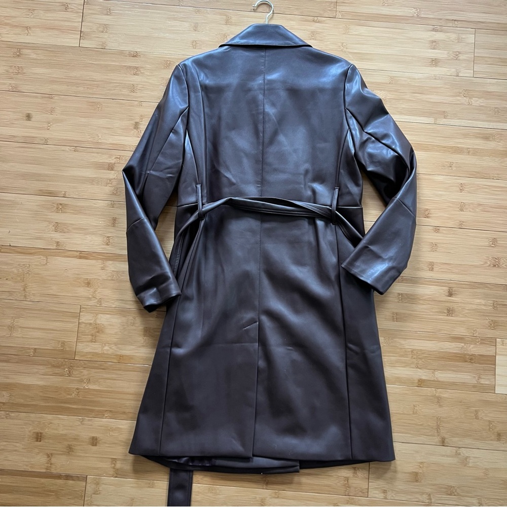Brown Leather Trench Coat - Picture 8 of 8